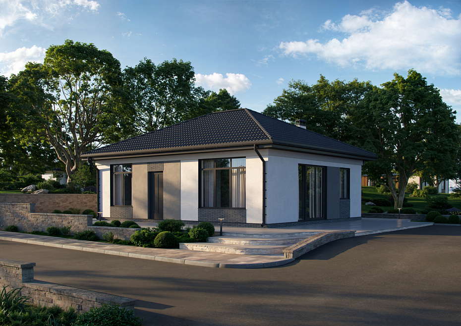Проект дома, Газобетон, 80 м.кв, - изображение 1 | nov-svet.ru